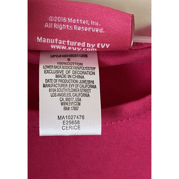 Barbie Evy 2016 Classic Pink Script Girls T-Shirt Size Small NWT - Picture 4 of 4